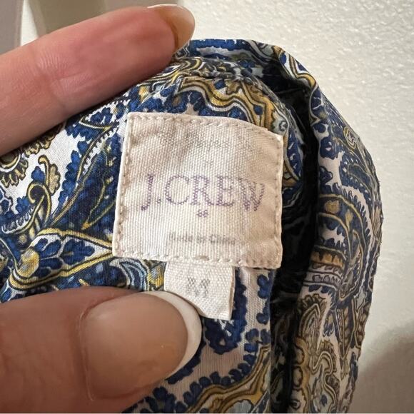J. Crew blue yellow paisley floral the perfect shirt cotton button up top MEDIUM - Picture 5 of 7